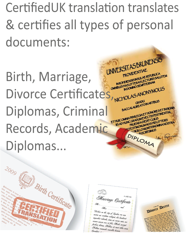 Types of translated documents and certified